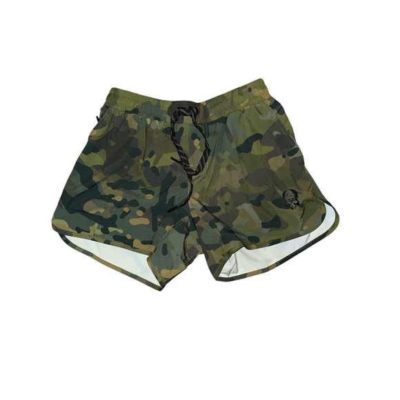 Zero Foxtrot Mens M 5" Linerless Athletic Green Camo Shorts Boot Camp Workout - Picture 1 of 7